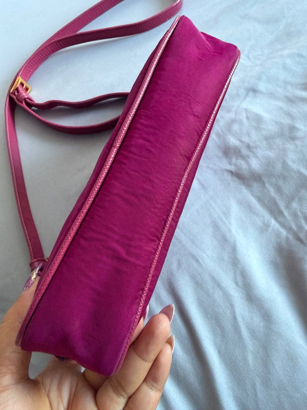 Prada Pink Nylon Crossbody Bag with Gold Hardware - Picture 6 of 16